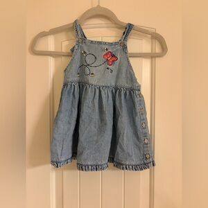 Adorable vintage Old Navy 12/18 month Butterfly Embroidered Girls Overall Dress